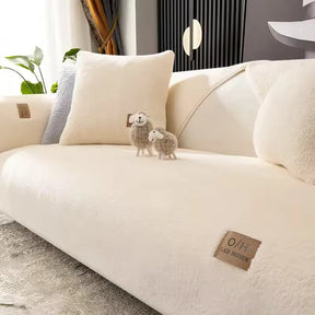 Capa de sofá Lã de Cordeiro Extremamente Macia com 2 Almofadas