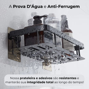 Suporte Porta Shampoo Organizador Alumínio + 2 Adesivos ProFix™ de BRINDE!