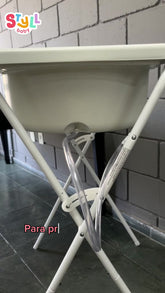Banheira com suporte dobrável, tanque 34L, até 30Kg banheira para bebê segura