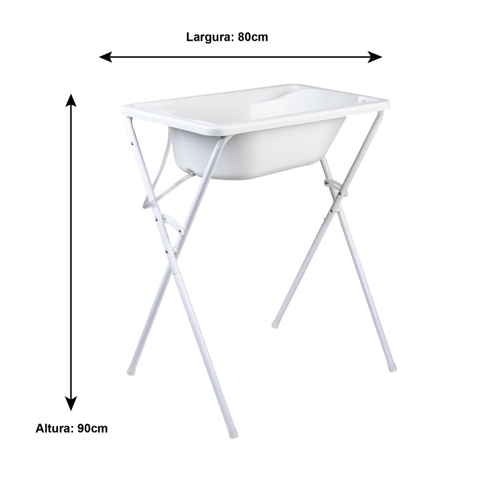 Banheira com suporte dobrável, tanque 34L, até 30Kg banheira para bebê segura