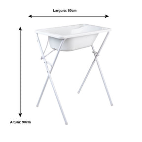 Banheira com suporte dobrável, tanque 34L, até 30Kg banheira para bebê segura