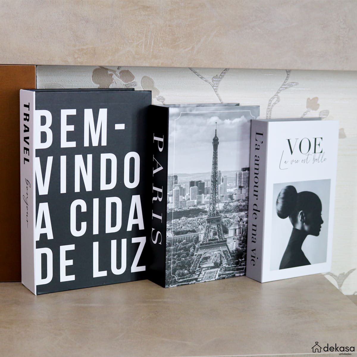 Kit 3 Livros Decorativos Falso Organizadores - Modelo Paris