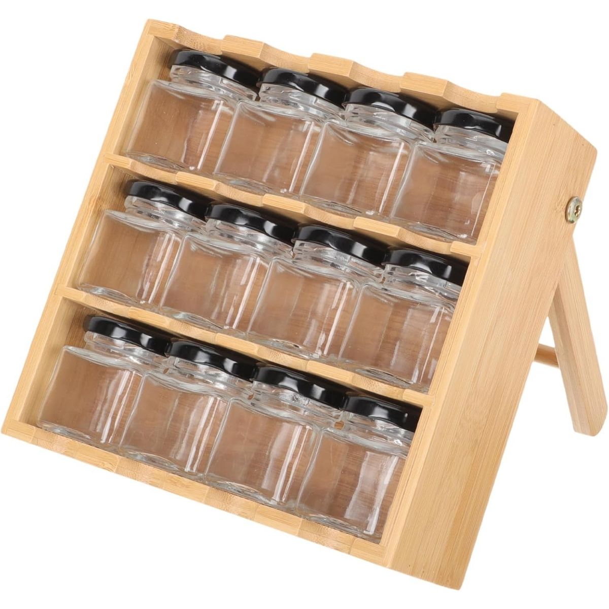 Porta Temperos em Bambu com 12 Potes Herméticos – Organização e Praticidade